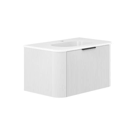 Lola Minka Curved Satin White Wall-Hung Vanity