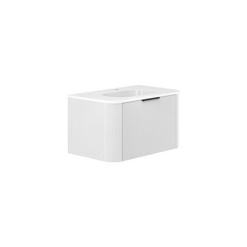 Lola Minka Curved Satin White Wall-Hung Vanity