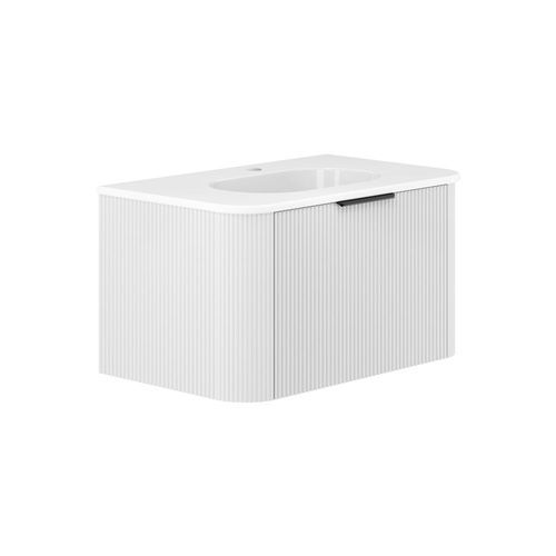 Lola Minka Curved Satin White Wall-Hung Vanity