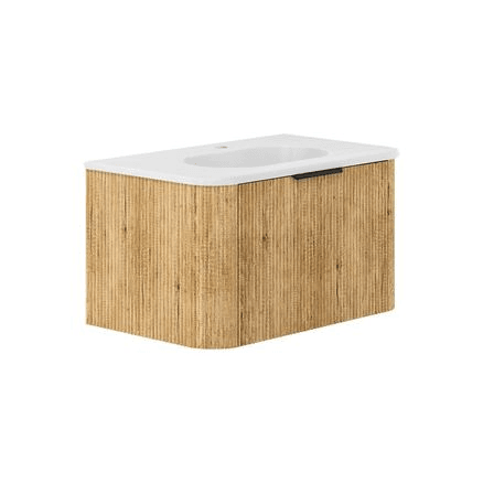 Lola Matte Minka Curved Scandi Oak Wall-Hung Vanity