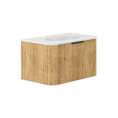 Lola Matte Minka Curved Scandi Oak Wall-Hung Vanity