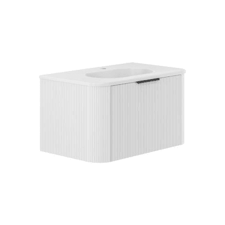 Lola Matte Minka Curved Satin White Wall-Hung Vanity