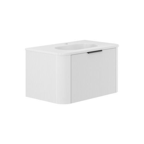 Lola Matte Minka Curved Satin White Wall-Hung Vanity