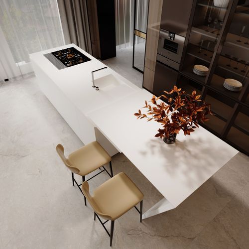 Moon White Benchtop - Silk White