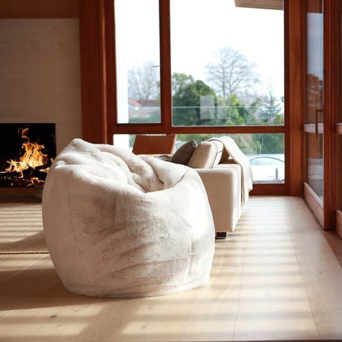 Vegan Fur Bean Bag - Cream