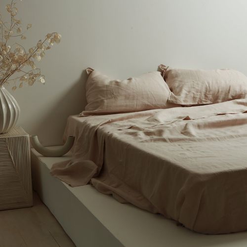 100% French Flax Linen Sheet Set - Latte