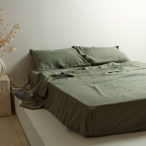100% French Flax Linen Sheet Set - Lichen