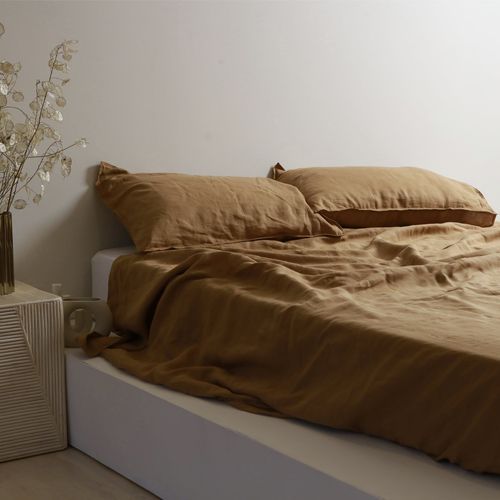 100% French Flax Linen Sheet Set - Ginger
