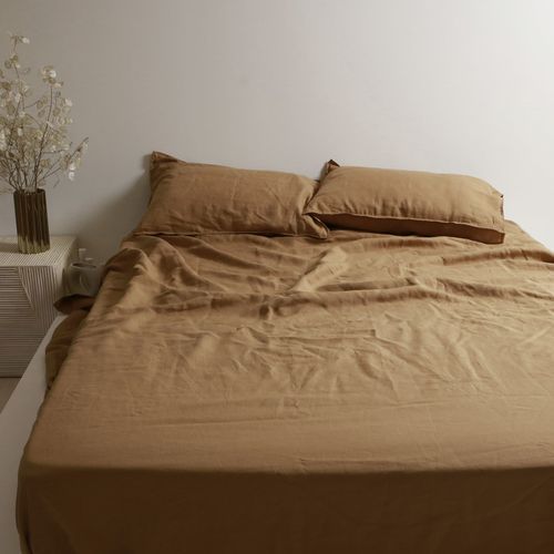 100% French Flax Linen Sheet Set - Ginger