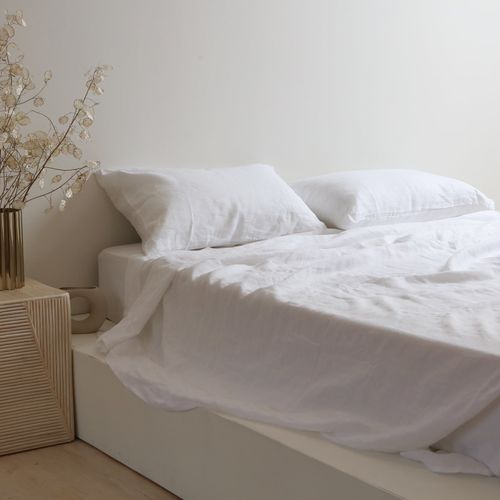 100% French Flax Linen Sheet Set- White