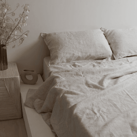 100% French Flax Linen Fitted sheet - Charcoal Pinstripe