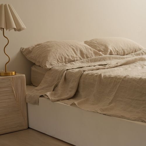 100% French Flax Linen Sheet Set - Natural Oat