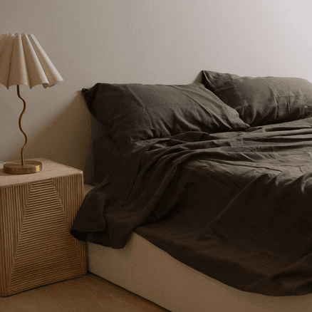 100% French Flax Linen Sheet Set- Deep Moss