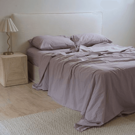 100% Stonewashed Cotton Sheet Set- Lavender
