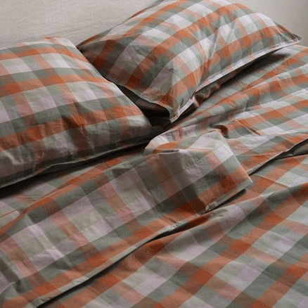 100% Stonewashed Cotton Sheet Set  | Sunset Check