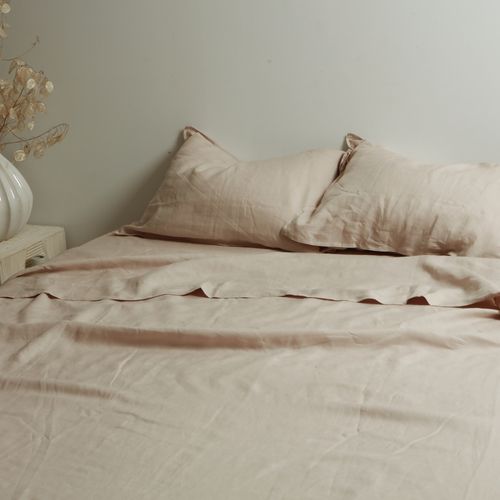 100% French Flax Linen Sheet Set - Latte