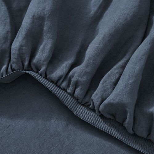 Ravello Linen Fitted Sheet - Denim | Weave Home Bed Linen