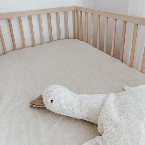 100% French Flax Linen fitted Cot Sheet- Natural Oat