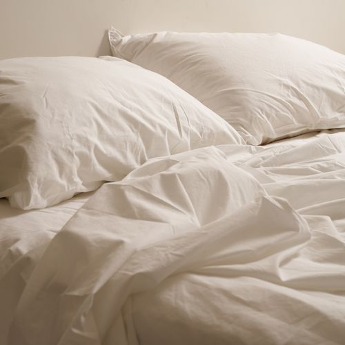 100% Stonewashed Cotton Sheet Set- White