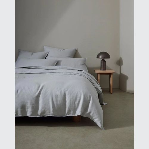 Ravello Linen Fitted Sheet - Silver | Weave Home Bed Linen