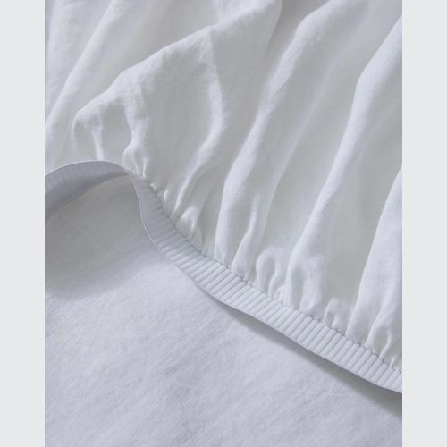 Ravello Linen Fitted Sheet - White | Weave Home Bed Linen