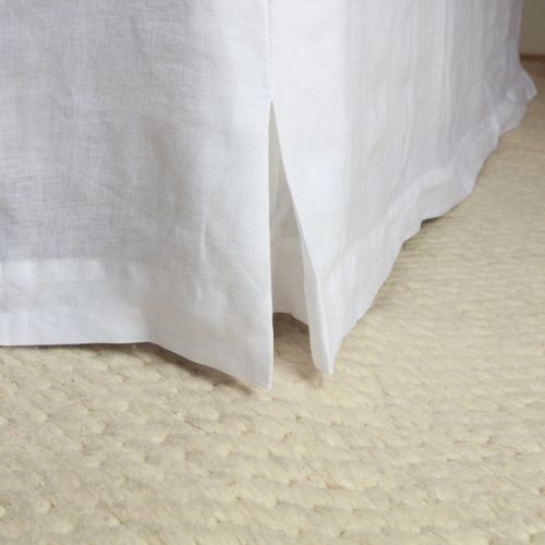 French Flax Linen Bed Skirt - White - Queen