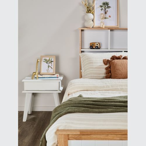 Myer King Single Bed with Trundle | Natural Hardwood