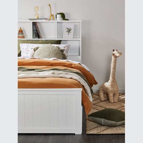 Myer White King Single Bed with Storage | Hardwood