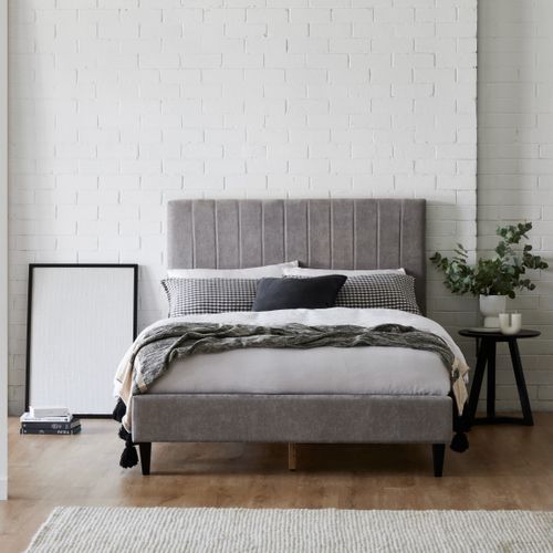Cannes 2PCE Queen Upholstered Headboard and Bed Base Bu