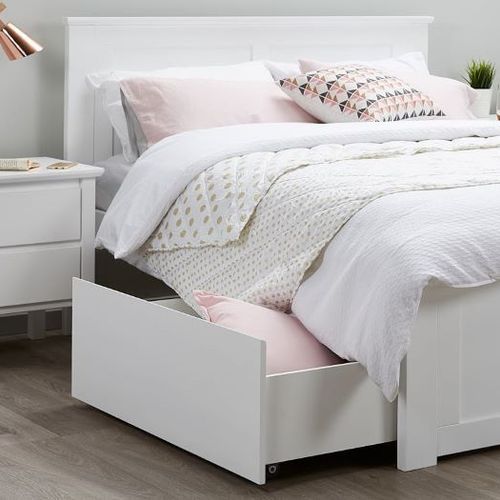 Coco White Double Bed with Storage | Hardwood Frame