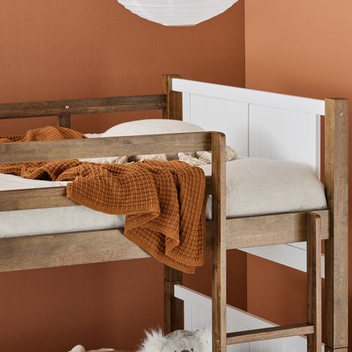 Myer King Single Bunk Bed with Storage | Walnut & White
