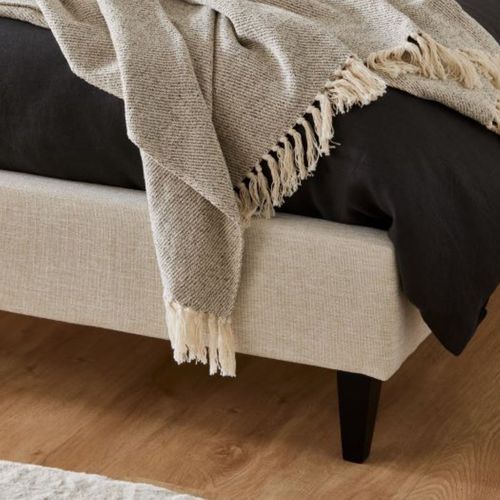Cannes Queen Upholstered Bed Base | Beige