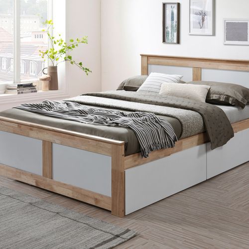 Coco Double Bed with Storage | Natural Hardwood Frame