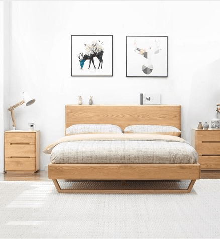 Manchester Natural Solid Oak Queen Size Bed