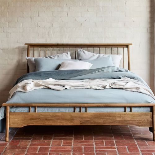 Rome Double Size Hardwood Bed Frame | Rustic Walnut