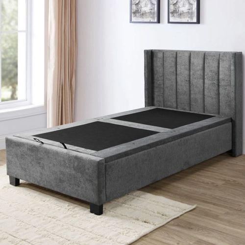Webster Gas Lift Storage King Single Bed | Grey Fabric