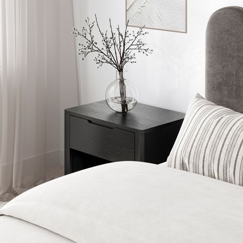 Marcus 1 Drawer Bedside Table | Black