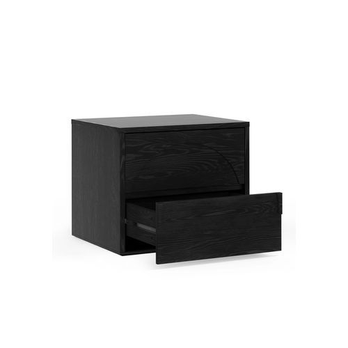 Aurora 2 Drawer Arch Bedside Table | Black Oak