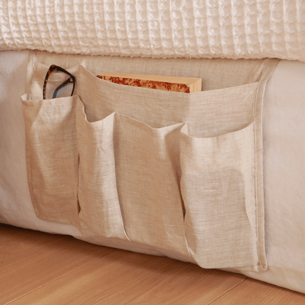 100% French Flax Linen Bedside Organiser- Natural Oat