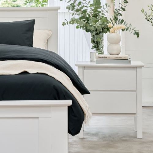Myer White Bedside Table | Hardwood Frame