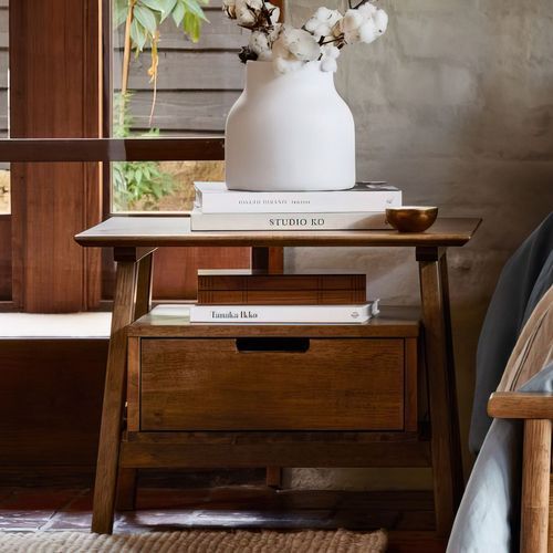 Rome Hardwood Bedside Table | Walnut