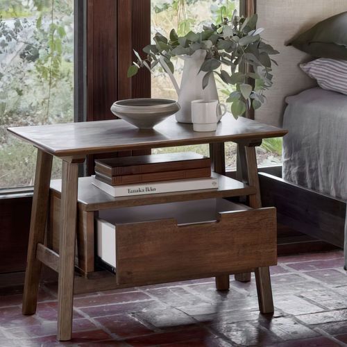 Rome Hardwood Bedside Table | Walnut