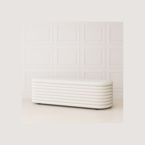 Channelled Boucle Storage Bench