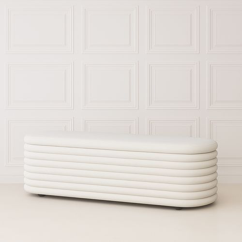 Channelled Boucle Storage Bench