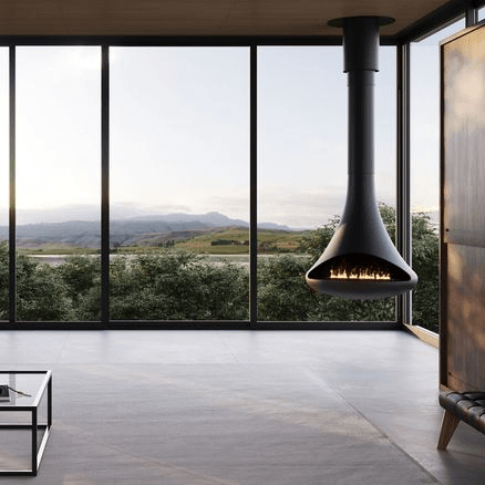 Naked Flame Silo Suspended Fireplace