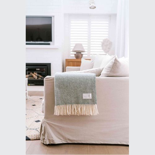 Ruanui Station Lambswool Throw - Goss Green Chevron