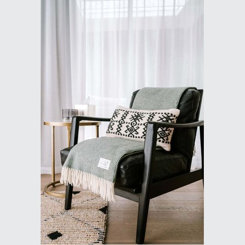 Ruanui Station Lambswool Throw - Goss Green Chevron