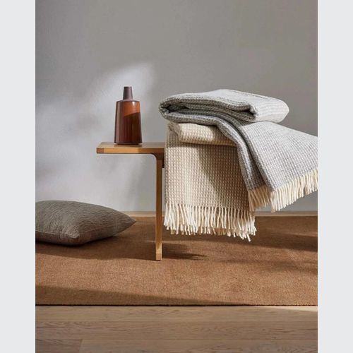 Weave Home Breckon Wool Throw Blanket - Fog | NZ Made | Waffle