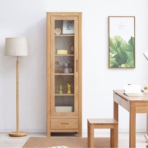 Humbie Solid Oak Slim Display Cabinet