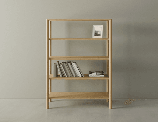 Nordica Bookshelf - 4 Tier Solid Oak (large)